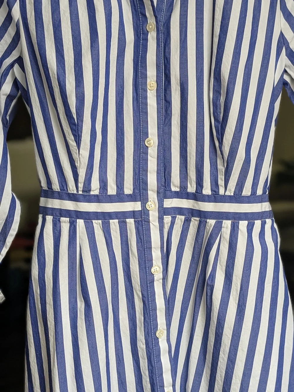 J. Crew Cotton Blue & White Striped Button-Front Shirt Dress Size 8 - Classic!